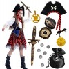 Tacobear Déguisement Pirate Enfant Fille Costume Pirate Enfant avec Pirate Accessoires Pirate Chapeau Compas Costume Carnaval