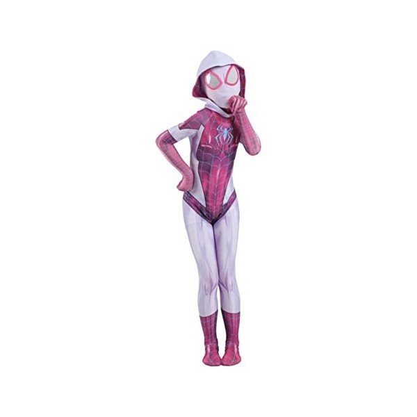 ZHANGMAN Filles Spider Gwen Cosplay Costume 3D Lens Femmes Gwen Stacy Fancy Dress Costume Superhero Enfants Bodysuit Jumpsuit