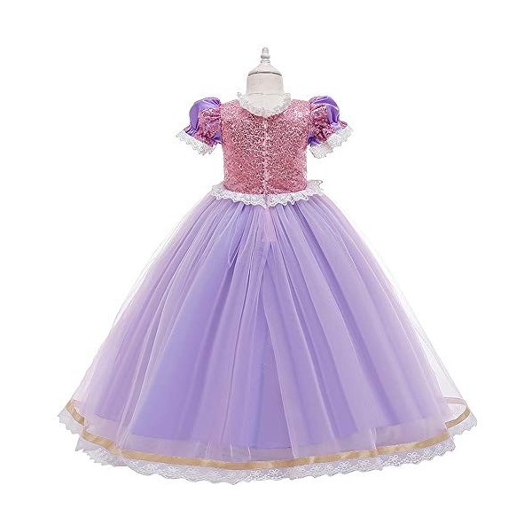 IWEMEK Enfants Déguisements Filles Raiponce Robe de Princesse Longue en tulle + Accessoires Ensemble Conte De Fées Cosplay Ha