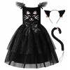 ReliBeauty Déguisement Chat Noir Enfant Fille Halloween Costume avec Accessoires 12ans, 150