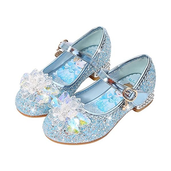 YOGLY Elsa Fille Chaussures de Princesse Déguisement Reine des Glaces Noël Carnaval Anniversaire Costume Accessoires Cristal 