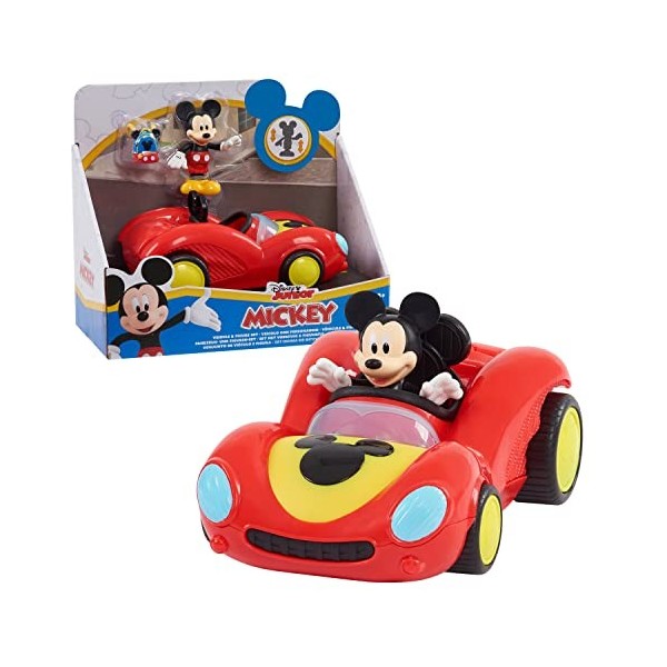 MICKEY&MINNIE, Véhicule avec 1 Figurine 7,5 cm et 1 Accessoire, Modèle Course, Jouet pour Enfants dès 3 Ans, MCC062