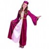 Boland - Costume pour enfants Renaissance Reine, robe, couronne, déguisement, princesse, médiéval, fête de thème, carnaval