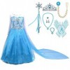 Lito Angels Deguisement Robe Reine des Neiges Princesse Elsa avec Traine Detachable et Accessories Enfant Fille, Taille 11-12