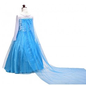 Lito Angels Deguisement Robe Reine des Neiges Princesse Elsa avec Traine Detachable et Accessories Enfant Fille, Taille 11-12