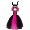 OBEEII Déguisement Maléfique Fille Halloween Carnaval Tutu Robe ave Bandeau +Ailes Sleeping Beauty Halloween Noël Costume pou