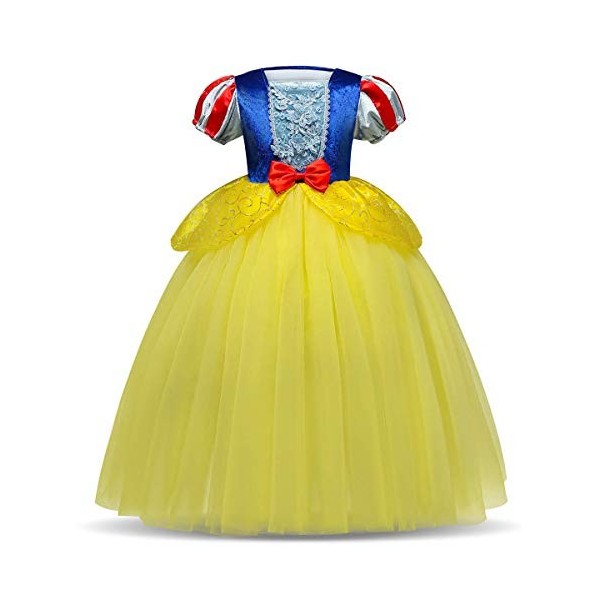IBTOM CASTLE Princesse Costume de Blanche Neige avec Cape Filles Conte de Fée Robe de Carnaval Déguisements Snow White Cospla