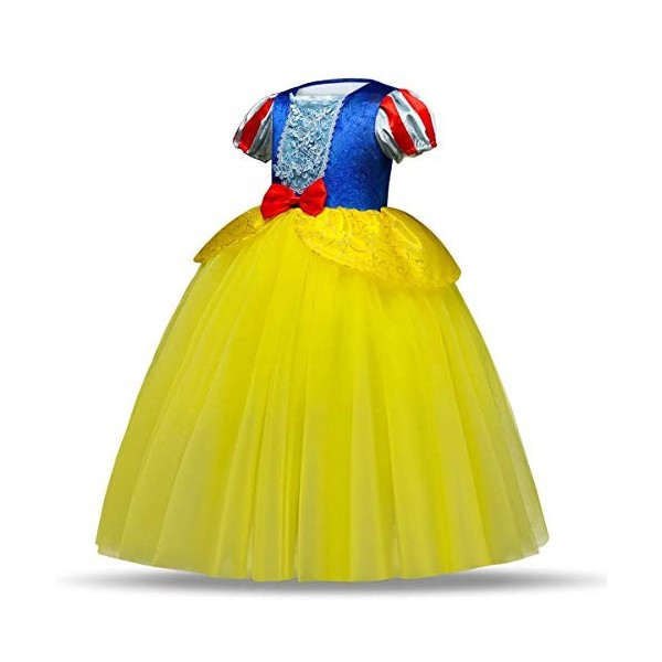 IBTOM CASTLE Princesse Costume de Blanche Neige avec Cape Filles Conte de Fée Robe de Carnaval Déguisements Snow White Cospla