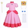 Yigoo Princesse Peach Costume Pêche Filles Robes Brillantes Enfants Carnaval Party Halloween Noël Déguisement Ensemble avec c