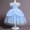 OBEEII Déguisement Cendrillon Enfant Fille Robe de Princesse Cinderella Costume Cosplay Conte de Fée Robe de Soirée Halloween