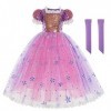 IDOPIP Enfant Fille Princesse Rraiponce Costume Déguisement Robe Soirée Cérémonie Anniversaire Noël Halloween Partie Carnaval