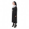 Costume de religieuse religieuse pour femme – Robe + coiffe + collier croix moine + bas noir – Déguisement de nonne pour Hall