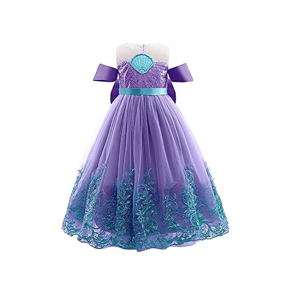 Enfant Filles Sirène Robe Princesse Ariel Déguisement Carnaval Cosplay avec Accessoires Costume de Contes de Fées pour Hallow