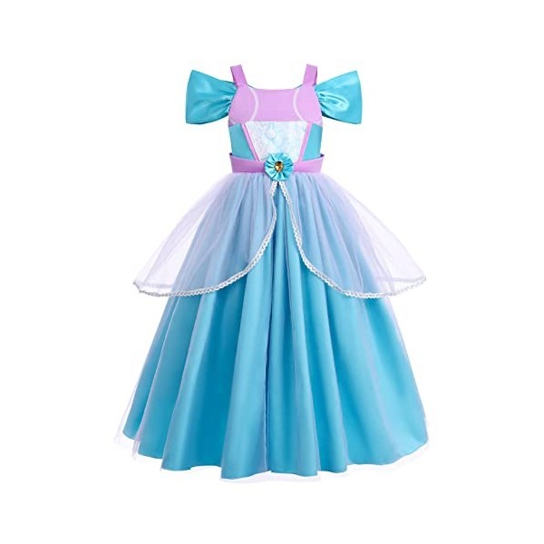 Enfant Filles Sirène Robe Princesse Ariel Déguisement Carnaval Cosplay avec Accessoires Costume de Contes de Fées pour Hallow