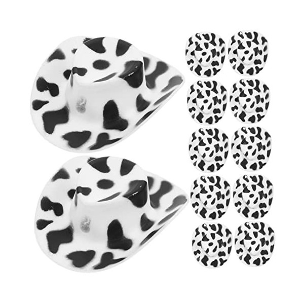 Toyvian Chapeau Cowgirl 100 Pièces Bricolage À des Jeux Blancs Minuscule Adorable Maison De Fête Motif Mignon Mini Vache Déli