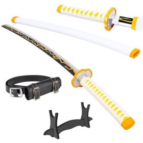 OPFWBH Anime Cosplay Épées Démon Slayer Lame Katana en Bois avec Fourreau Épée en Bois Arme Accessoire pour Adultes Enfants C