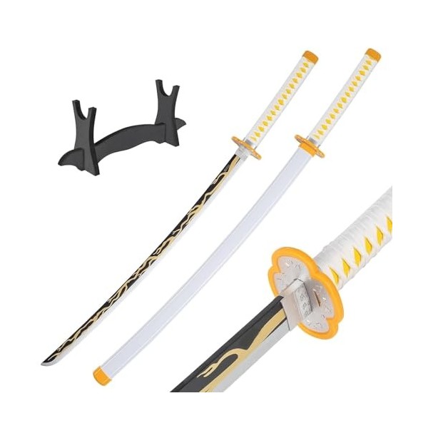 OPFWBH Anime Cosplay Épées Démon Slayer Lame Katana en Bois avec Fourreau Épée en Bois Arme Accessoire pour Adultes Enfants C