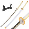 OPFWBH Anime Cosplay Épées Démon Slayer Lame Katana en Bois avec Fourreau Épée en Bois Arme Accessoire pour Adultes Enfants C