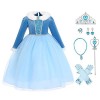 FYMNSI Enfant Elsa Robe Filles Déguisements Reine des Neige 2 Cosplay Princesse Manche Longue Robe avec Accessoires Halloween
