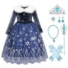 FYMNSI Enfant Elsa Robe Filles Déguisements Reine des Neige 2 Cosplay Princesse Manche Longue Robe avec Accessoires Halloween