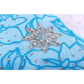 JerrisApparel Robe Costume Petites Filles Princesse Elsa Déguisement, Bleu avec Accessoires, 3-4 ans