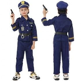 PLULON 11 Pièces Costume de Policier pour Enfants Costume de Police Uniforme Kit de Jeu de Rôle avec Accessoires de Costume d