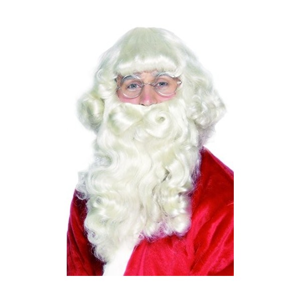 COOLMP Barbe et Perruque Père Noël Adulte - Taille Unique - Accessoires de fête, Costume, déguisement, Jeux, Jouets