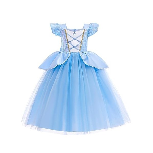 Lito Angels Deguisement Costume Robe de Princesse Cendrillon avec Couronne et Accessoires pour Enfant Fille Taille 8-10 ans, 