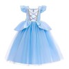 Lito Angels Deguisement Costume Robe de Princesse Cendrillon avec Couronne et Accessoires pour Enfant Fille Taille 8-10 ans, 