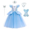 Lito Angels Deguisement Costume Robe de Princesse Cendrillon avec Couronne et Accessoires pour Enfant Fille Taille 8-10 ans, 