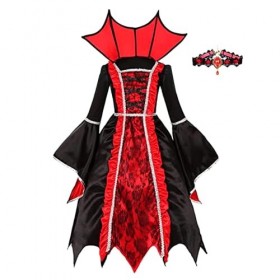 AlagiFun Costume de vampire dHalloween pour filles, fête costumée de reine vampire, cosplay de jeu de rôle, fête sur le thèm