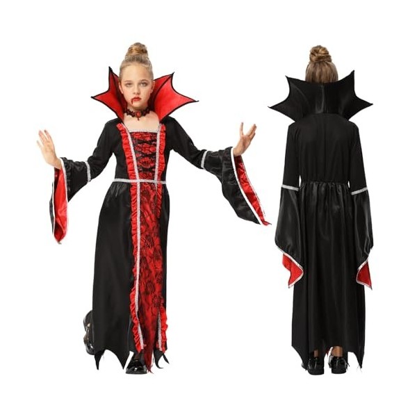 AlagiFun Costume de vampire dHalloween pour filles, fête costumée de reine vampire, cosplay de jeu de rôle, fête sur le thèm