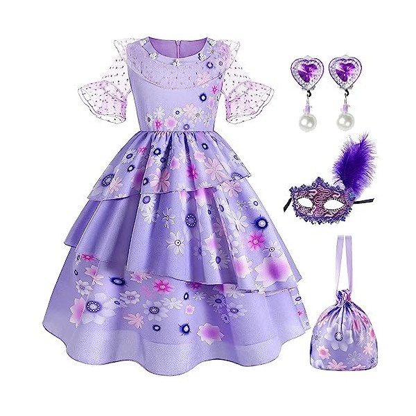 Cnexmin DéGuisement Isabela Encanto Enfant Costume Isabela Cosplay  Princesse Robe Isabella Fille For Halloween NoëL Partie C