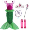 LiUiMiY Déguisement Sirène Costume Fille Robe Princesse Ariel Enfant pour Anniversaire Carnaval Fête Halloween avec Accessoir