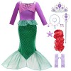 LiUiMiY Déguisement Sirène Costume Fille Robe Princesse Ariel Enfant pour Anniversaire Carnaval Fête Halloween avec Accessoir