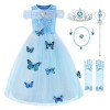 Ohlover Déguisement Princesse Fille Robe de Noël Papillon avec Accessoires 4 ans, Bleu 