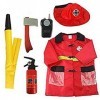 EZSTAX Enfants Costume de Pompier Professionnel Unisexe Déguisement pour Carnaval Halloween Fête