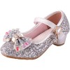 LiUiMiY Chaussure Ballerines Princesse Fille à Talon Paillette pour Déguisement Ceremonie Mariage Carnaval Fête, Rosa, 27 EU 