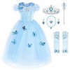 JerrisApparel Robe De Cendrillon Robe De Princesse Costume 100cm, Bleu Ciel avec Accessoires 