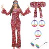 Vêtements pour femme des années 60 et 70 - Avec haut hippie - Pantalon évasé - Accessoire disco - Costume hippie - Vêtements 