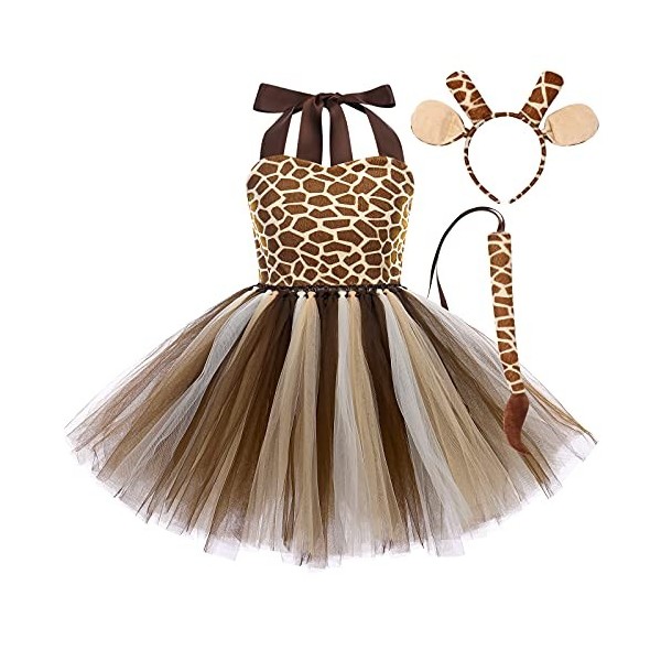 FYMNSI Déguisement Mouton Fille Costume Animaux Cosplay Robe de Princesse Tutu Jupe avec Bandeau Enfant Carnaval Cosplay Hall