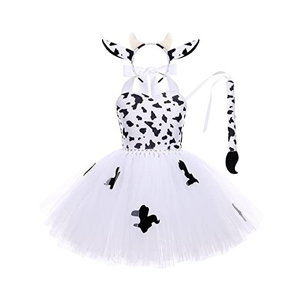 FYMNSI Déguisement Mouton Fille Costume Animaux Cosplay Robe de Princesse Tutu Jupe avec Bandeau Enfant Carnaval Cosplay Hall