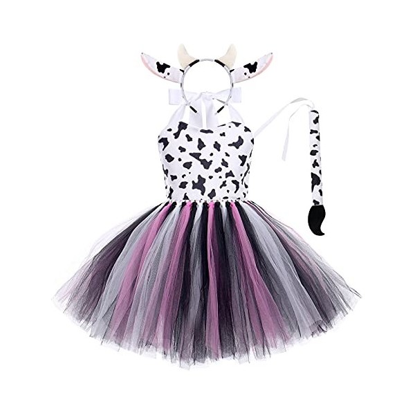 FYMNSI Déguisement Mouton Fille Costume Animaux Cosplay Robe de Princesse Tutu Jupe avec Bandeau Enfant Carnaval Cosplay Hall