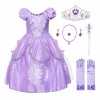 JerrisApparel Fille Costume Princesse Sofia Tulle Anniversaire Fête Robe 4 Ans, Violet avec Accessoires 