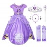 JerrisApparel Fille Costume Princesse Sofia Tulle Anniversaire Fête Robe 4 Ans, Violet avec Accessoires 