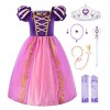 JerrisApparel Princesse Carnaval Déguisement Cosplay Fête Violet Costume 5 Ans, Violet avec Accessoires 