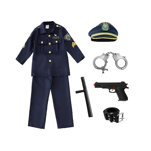 Lotvic Costume de police pour enfants, accessoires de costume de police,  menottes de police, équipement de police, costume de