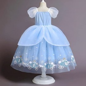 OBEEII Déguisement Cendrillon Enfant Fille Robe de Princesse Cinderella Costume Cosplay Conte de Fée Robe de Soirée Halloween