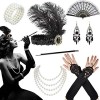 Cckuu Ensemble daccessoires des années 1920-1920, Gatsby le Gatsby le Magnifique pour femme, porte-bandeau, gants, collier d