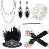 Cckuu Ensemble daccessoires des années 1920-1920, Gatsby le Gatsby le Magnifique pour femme, porte-bandeau, gants, collier d